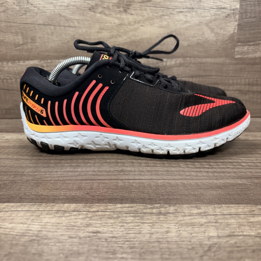Brooks Pure Flow 6 Black Pink Womens US Size 8.5 1202371B068 Running Shoes